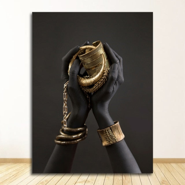 Hand Golden Jewelry Canvas Print freeshipping - khollect