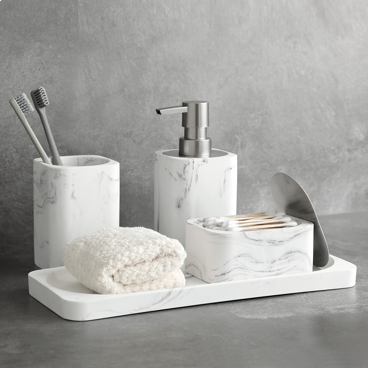 White Marble Bathroom Accessories freeshipping - khollect