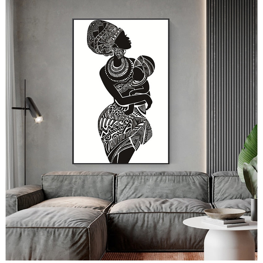 African Mother & Child Woman Canvas Print freeshipping - khollect