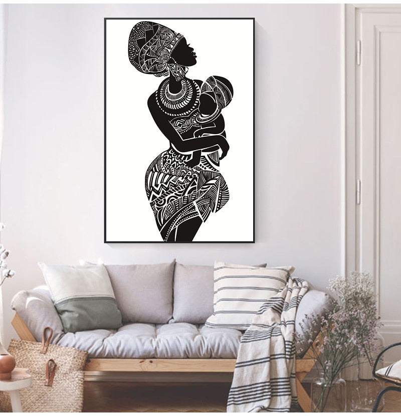 African Mother & Child Woman Canvas Print freeshipping - khollect