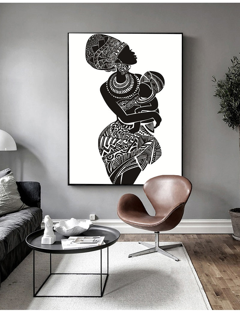 African Mother & Child Woman Canvas Print freeshipping - khollect