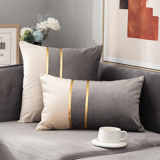 Golden Stripe Luxury Decorative Pillow Cover